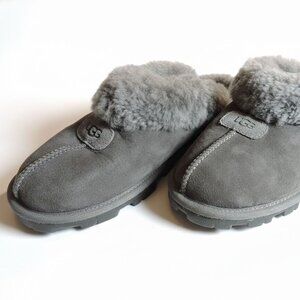 UGG Women's Coquette Grey Suede Slippers Size 8